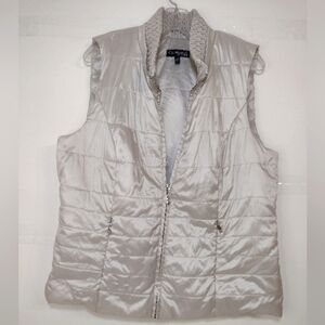 Conrad C Collection Women's Metallic Gray Quilted Vest Size (14)